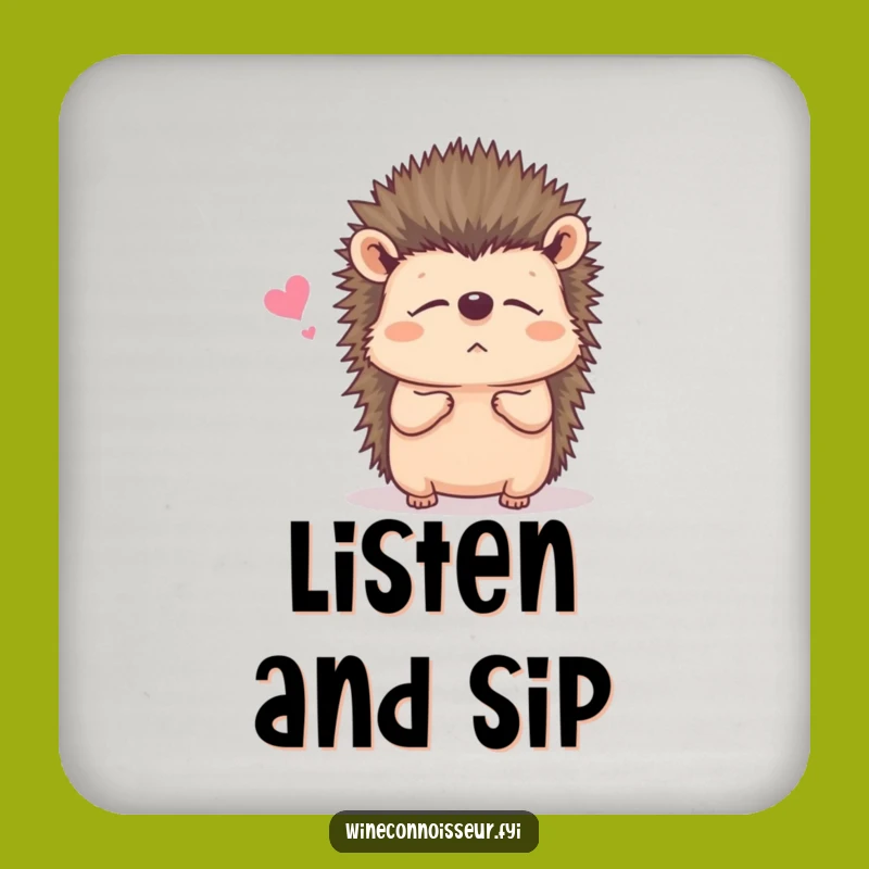 Funny Listening Hedgehog Coaster: Protect Surfaces with Attention, Great Funny Gift