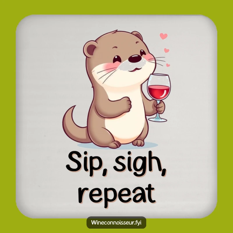 Funny Otter Wine Coaster: Kawaii Table Decor, Perfect Drink Gift