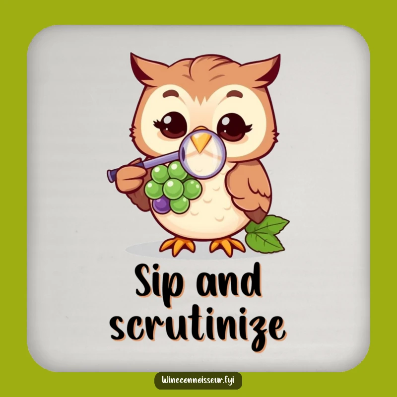 Funny Owl Grape Detective Coasters - Protect Surfaces with Comical Charm