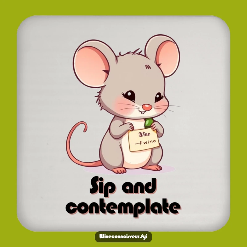 Funny Protective Wine Mouse Coaster: Contemplative Art