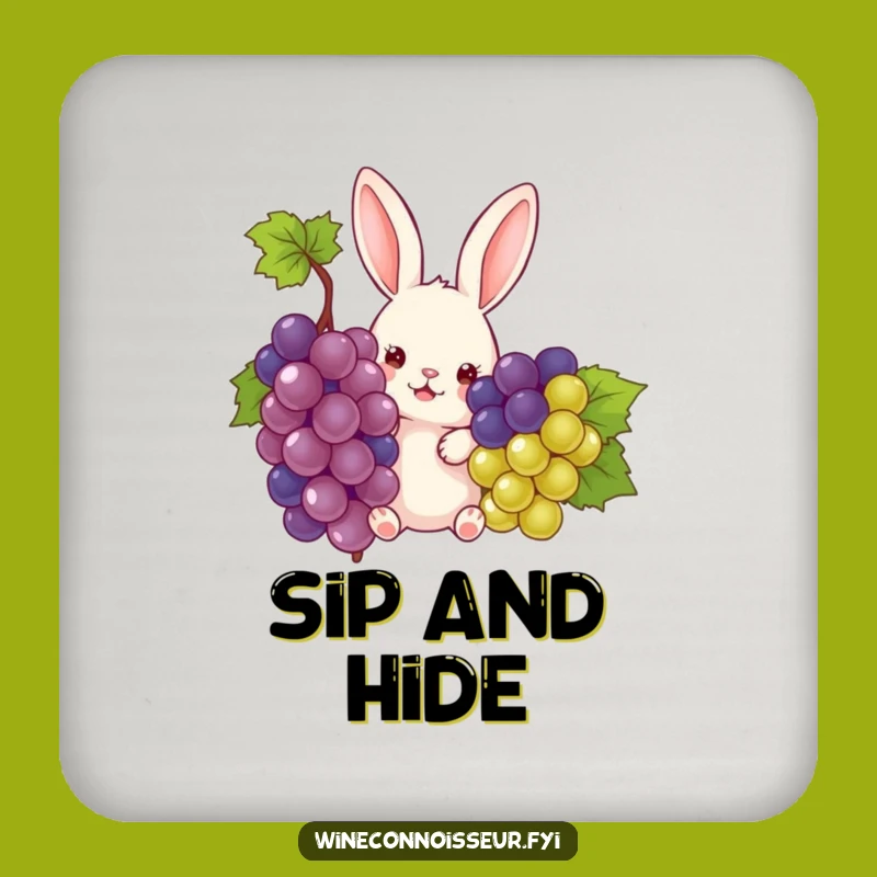 Funny Rabbit Grape Peek Coaster: Protect Surfaces with a Laugh