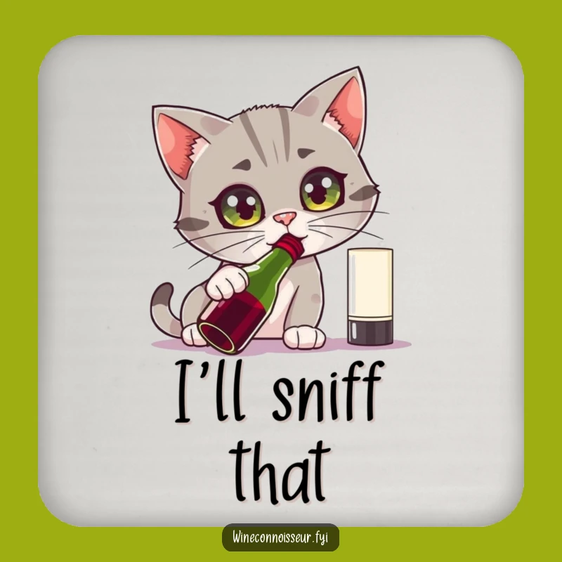 Funny Curious Cat Wine Coaster - Protect Surfaces Perfect Funny Gift