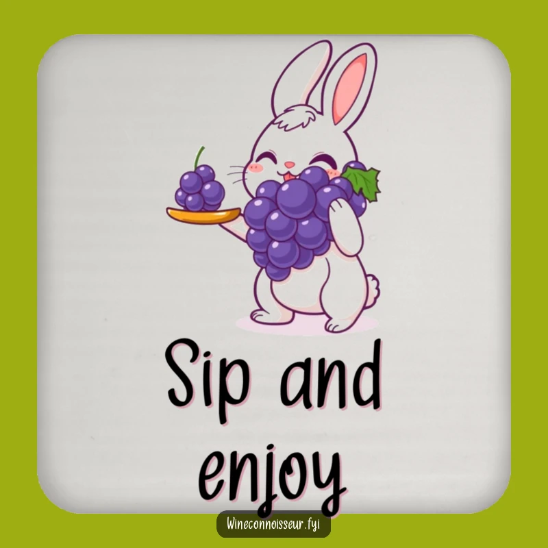 Funny Rabbit Coaster Set: Perfect Grape Care, Great Funny Gift