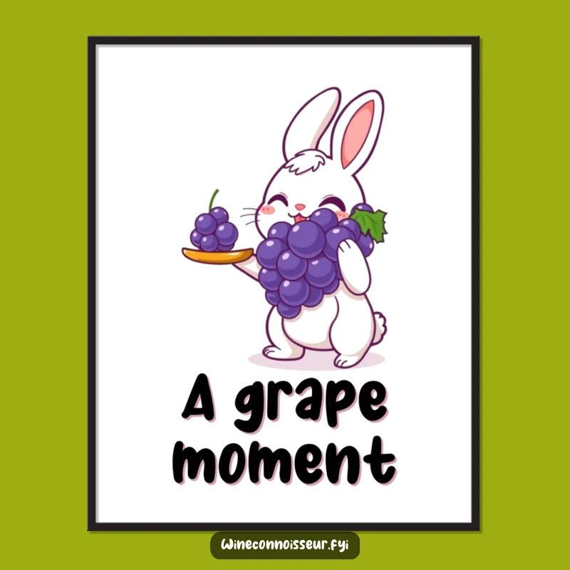Funny Rabbit Art Poster: Perfect Grape Service, Ideal Decor & Funny Gift