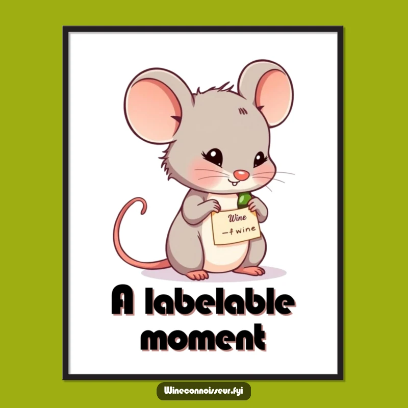 Funny Wine Mouse Poster: Contemplative Character Art