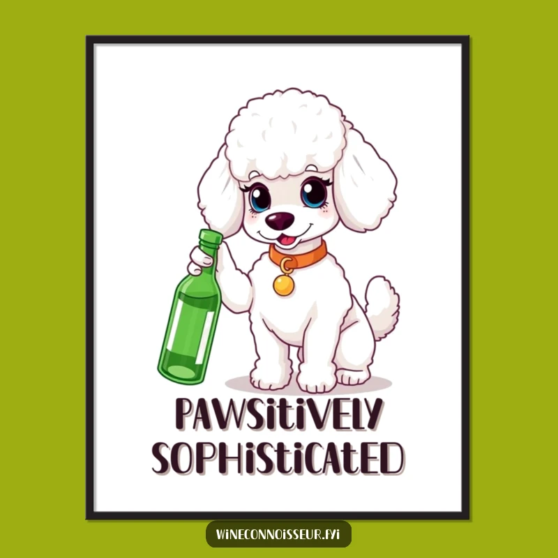 Artistic Funny White Poodle Poster - Refined Wall Decor for a Touch of Class and Humor