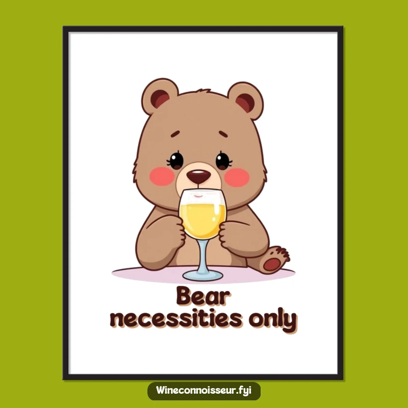 Funny Bear Wine Tasting Poster - Amusing Sip Wall Art for Humorous Decor