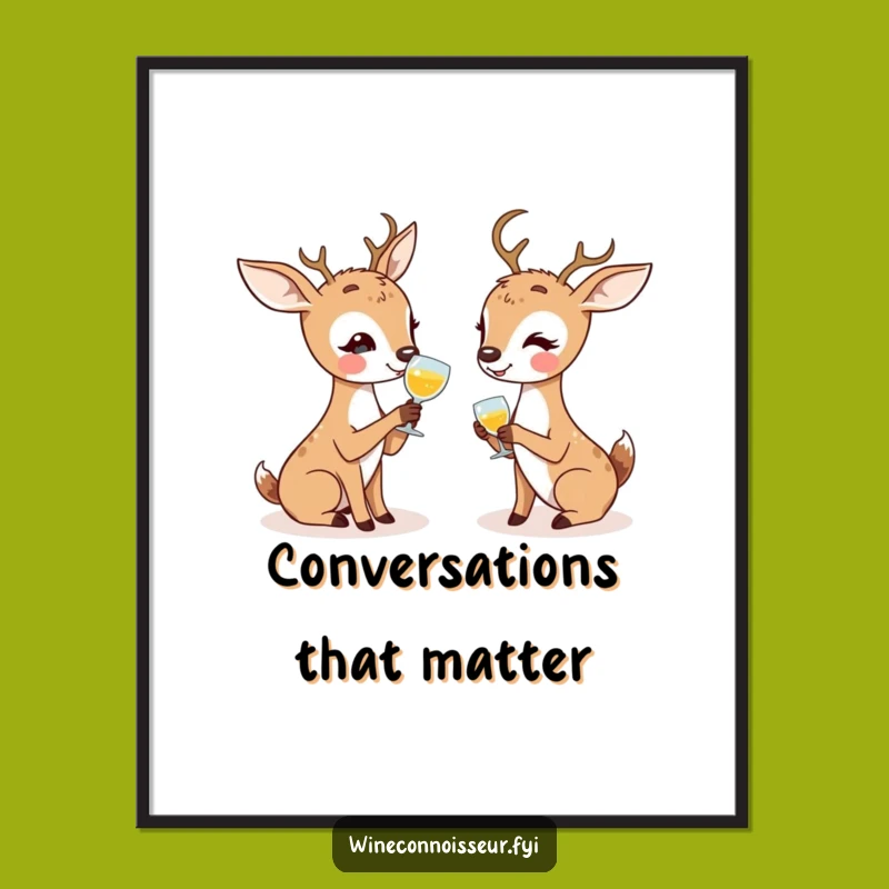 Funny Deer Tasting Poster: Enthusiastic Discussion Art for Friendly Decor