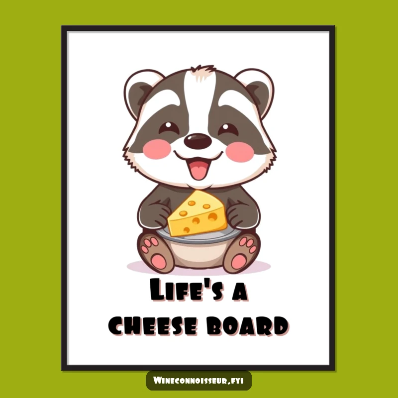 Funny Badger Cheese Poster: Joyful Pairing Art for Walls