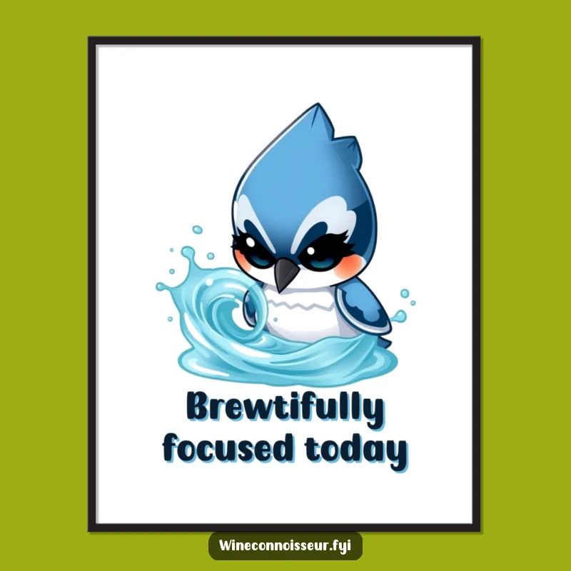 Funny Blue Jay Scientist Poster: Determined Character Analyzing Liquid, Art Gift