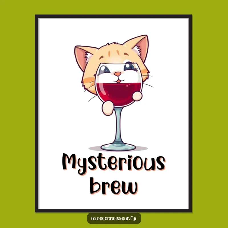 Funny Cat Wine Poster: Hilarious Feline Art for Your Walls!