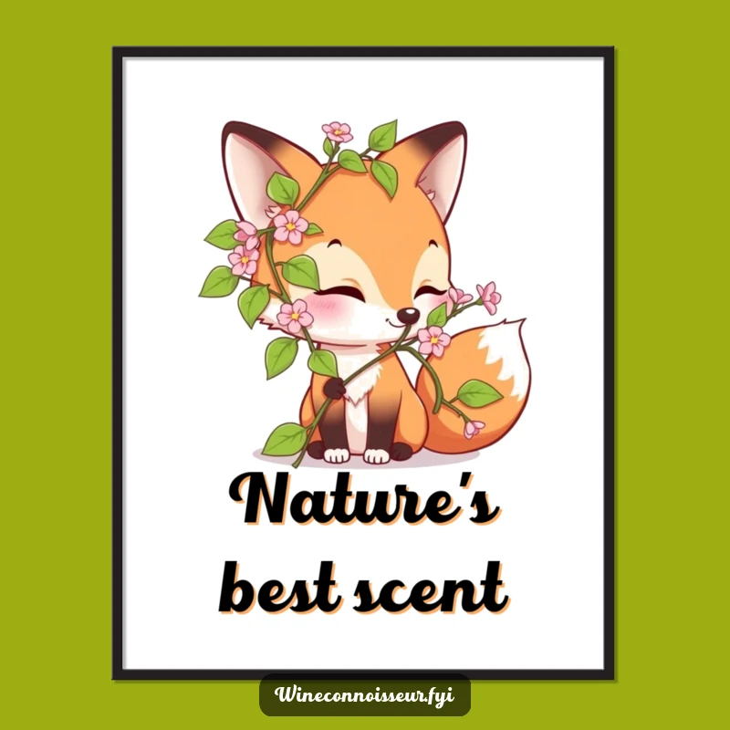 Funny Fox Vine Delight Poster - Enchanting Wall Art for Nature Lovers