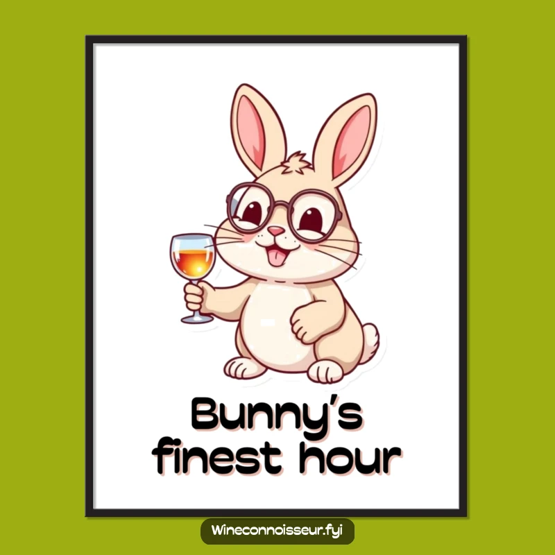 Funny Monocle Rabbit Poster, Whimsical Animal Art Print Gift