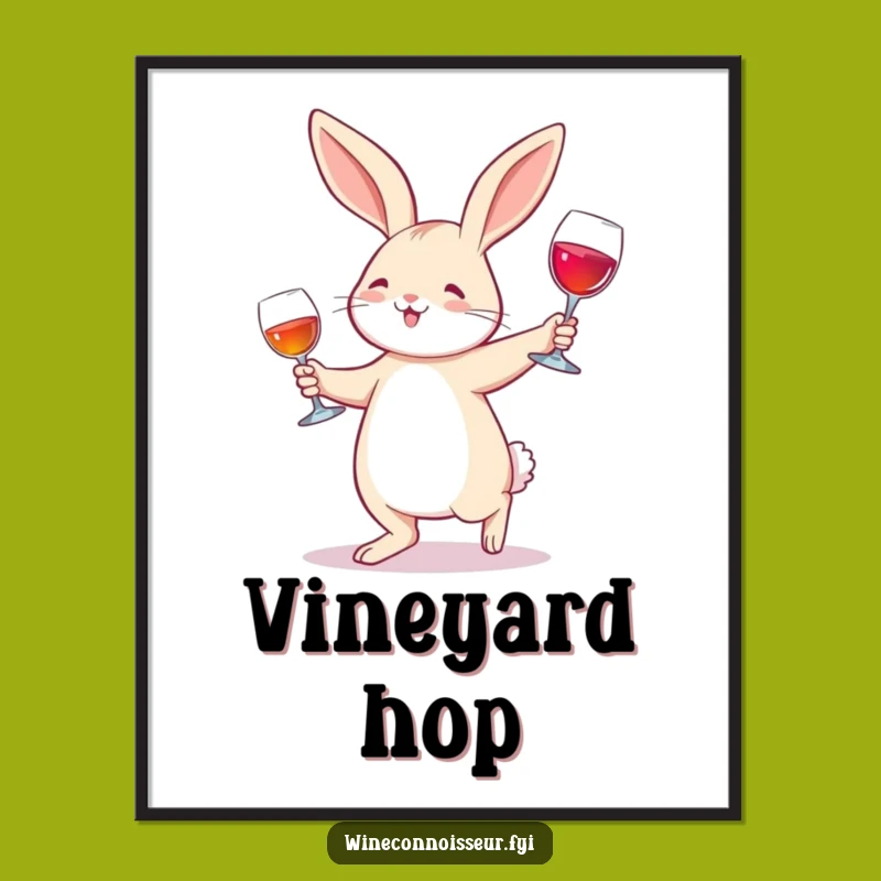 Funny Rabbit Wine Glass Waltz Poster - Whimsical Wall Art for a Hilarious Funny Gift