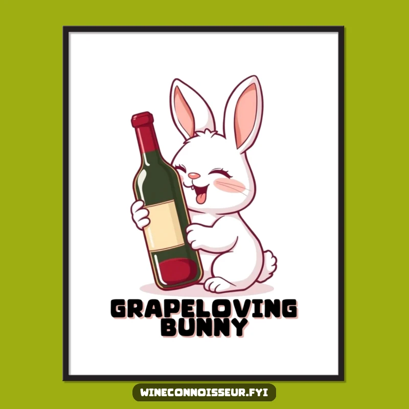 Funny Rabbit Wine Poster: Whimsical Wall Art Gift