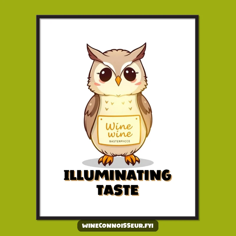 Funny Owl Wine Poster: Illuminating Art for Sophisticated Decor