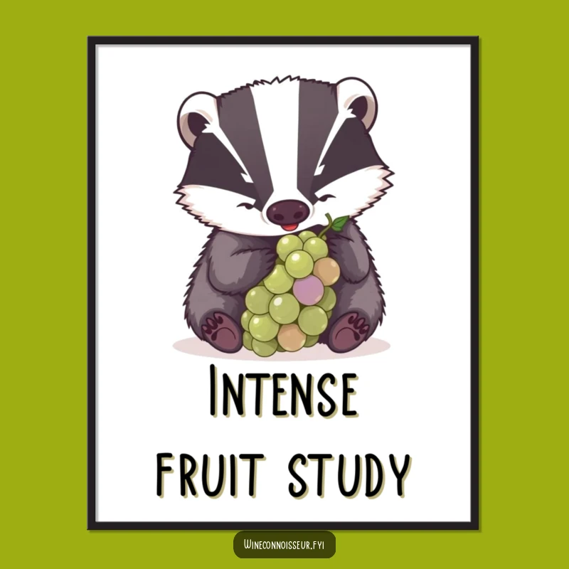 Funny Badger Grape Exam Poster, Intense Animal Art Print Gift