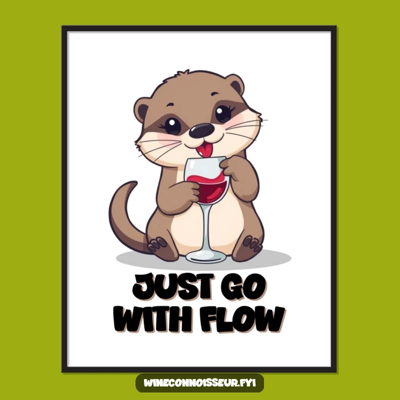 Funny Otter Wine Art Poster: Add Playful Whimsy to Your Walls