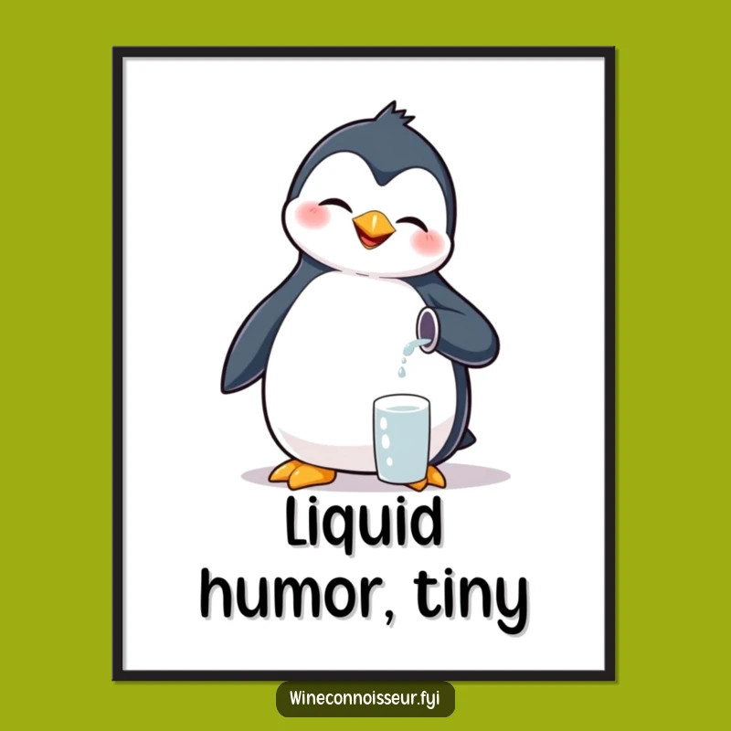 Funny Giggling Penguin Poster - Tiny Pour Bird Wall Art Gift