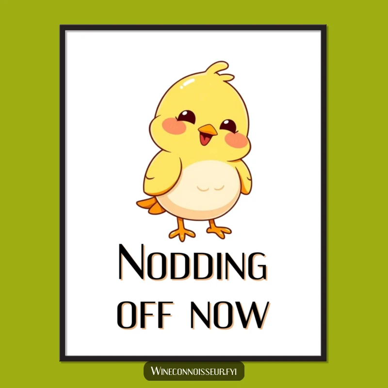 Funny Bird Nodding Poster: Joyful Character Thoughtful Wall Art