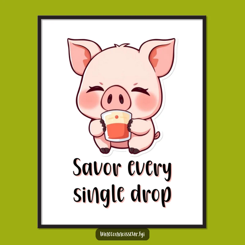 Funny Kawaii Pig Poster - Giggle-Inducing Wall Art, Perfect Humorous Gift