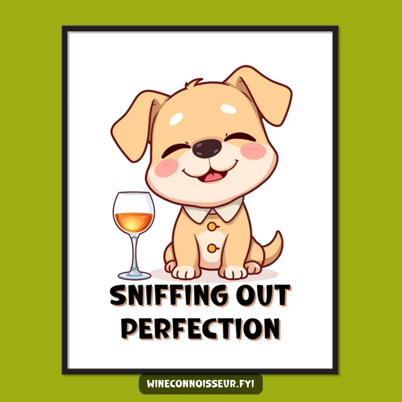 Funny Dog Sommelier Poster: Happy Pup’s Nose Knows, Perfect Decor & Funny Gift