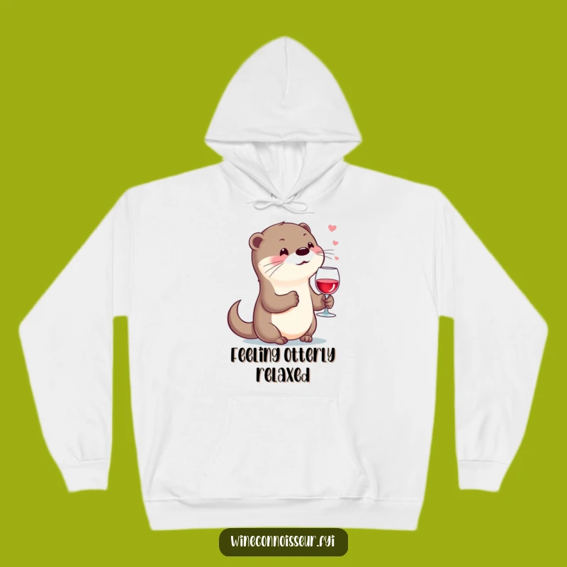 Funny Otter Wine Hoodie: Cozy Kawaii Comfort, Perfect Relaxing Gift