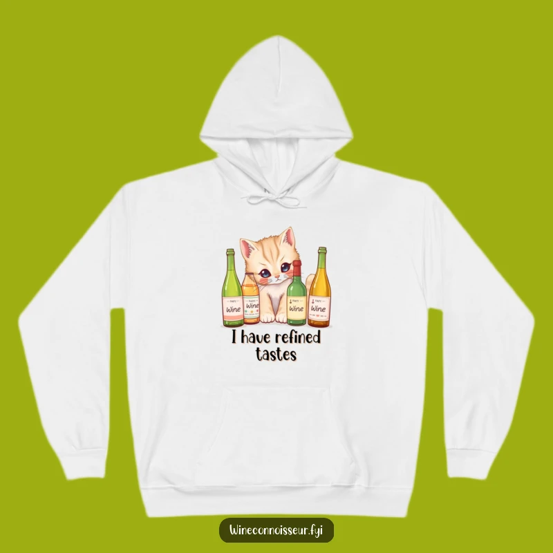 Funny Kitten Wine Labels Hoodie - Cozy Comfort with a Curious Feline Funny Gift Twist