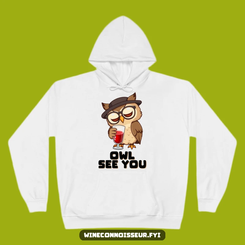 Funny Owl Sommelier Hoodie: Cozy and Wise Character Warm Apparel