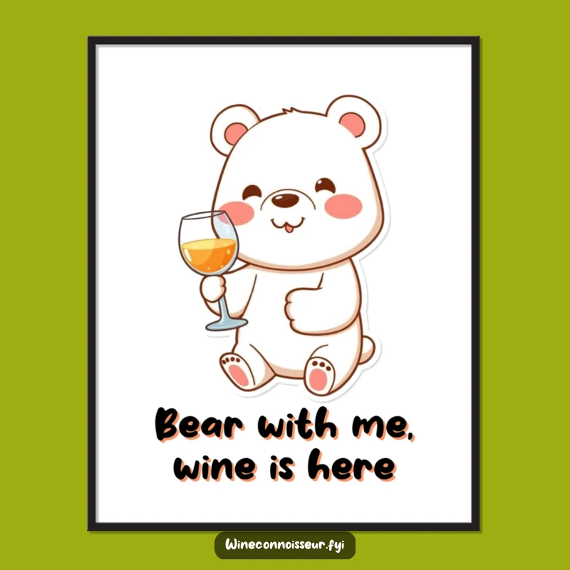 Free Printable Funny Bear Wall Art: Wine Glass Paw - Downloadable Decor!