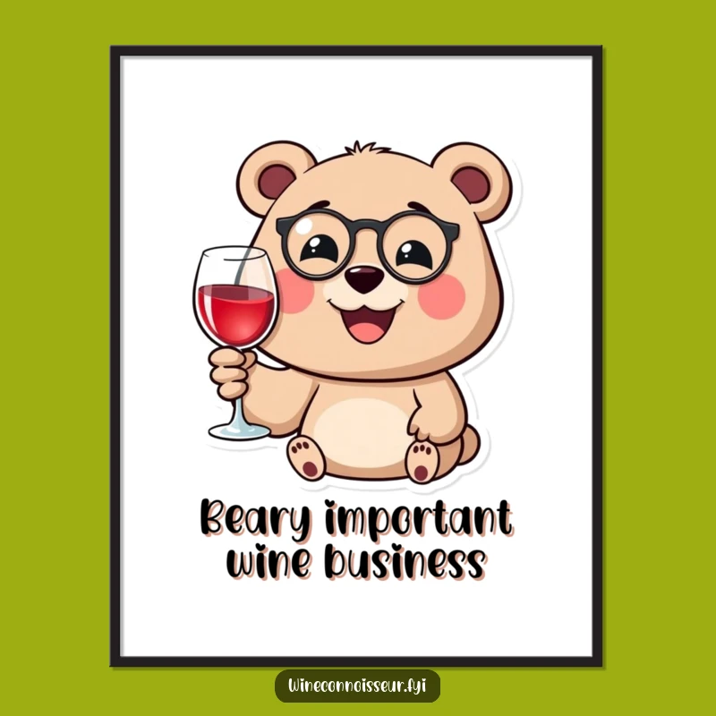 Free Printable Bear Monocle Wall Art - Funny Downloadable Decor for Wine Aficionados