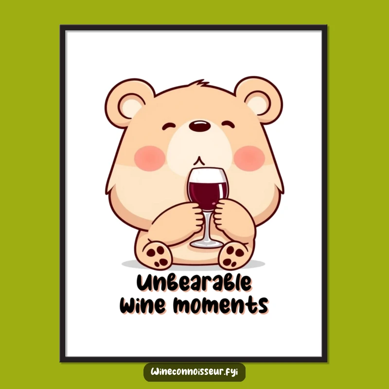Free Printable Funny Bear Wine Wall Art - Relaxing Downloadable Decor for Wine Enthusiasts
