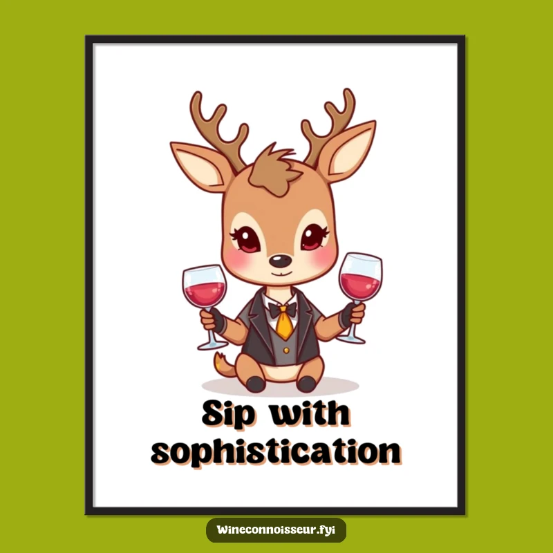 Free Printable Wall Art: Elegant Deer with Wine, Chic Downloadable Decor!