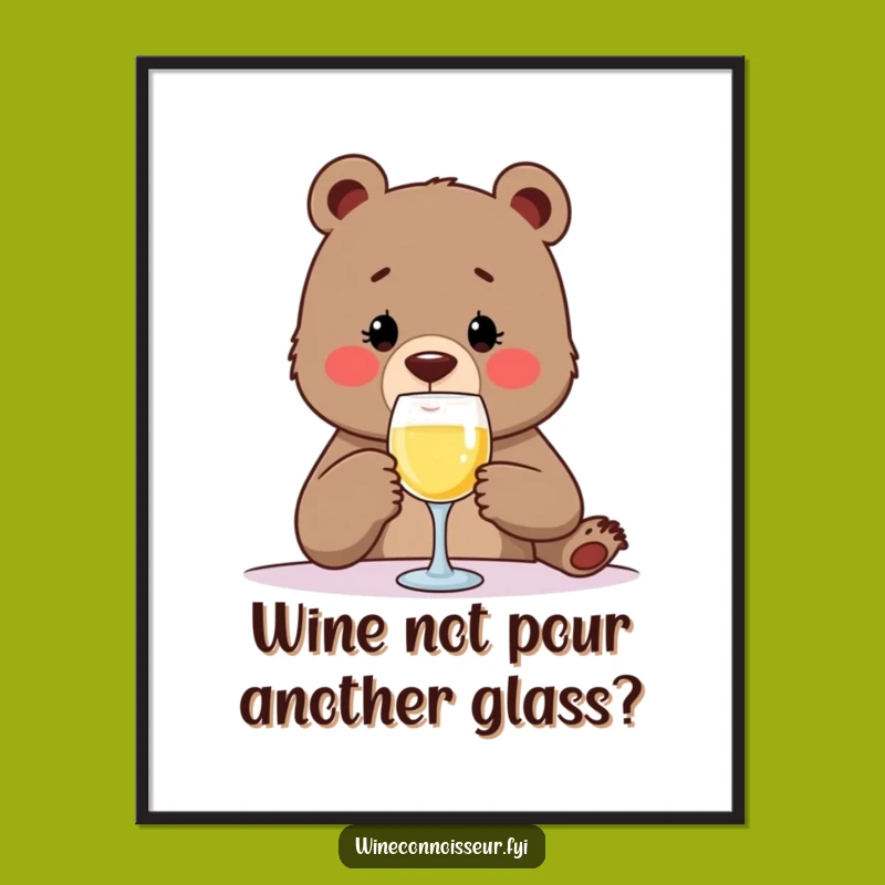 Free Printable Wall Art: Funny Bear Wine Tasting Humor Downloadable Decor