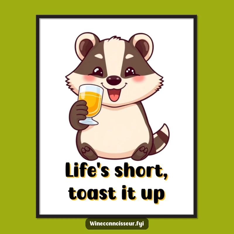 Free Printable Wall Art: Happy Toasting Badger, Hilarious Downloadable Decor!