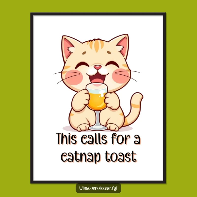 Free Printable Wall Art: Toasting Cat Art Downloadable Gift