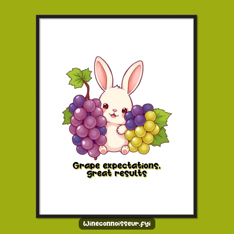 Funny Free Printable Wall Art: Curious Rabbit Grape Peek, Quirky Downloadable Decor!