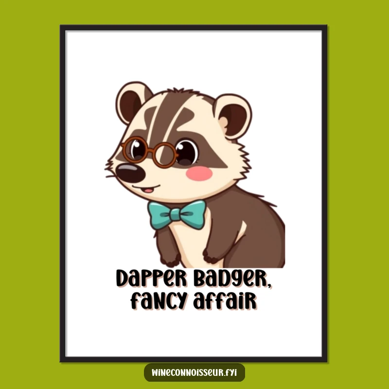 Funny Free Printable Wall Art: Dapper Badger Surprise, Elegant Downloadable Art