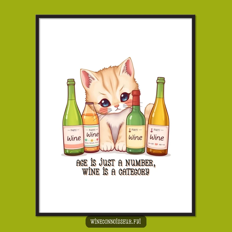Funny Free Printable Wall Art: Kitten Wine Explorer Humorous Downloadable Decor