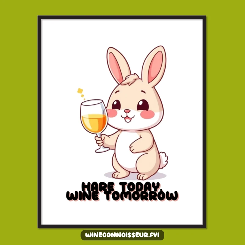 Funny Free Printable Wall Art: Rabbit with Wine, Humorous Downloadable Decor