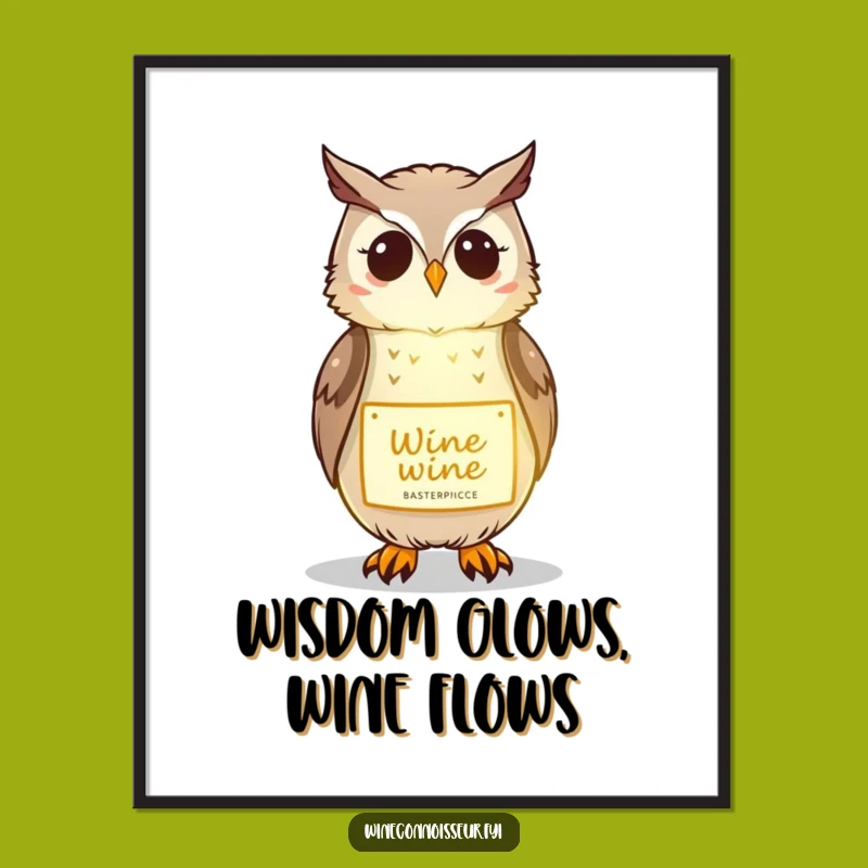 Funny Free Printable Wall Art: Wise Kawaii Owl Illuminating for Enchanting Decor
