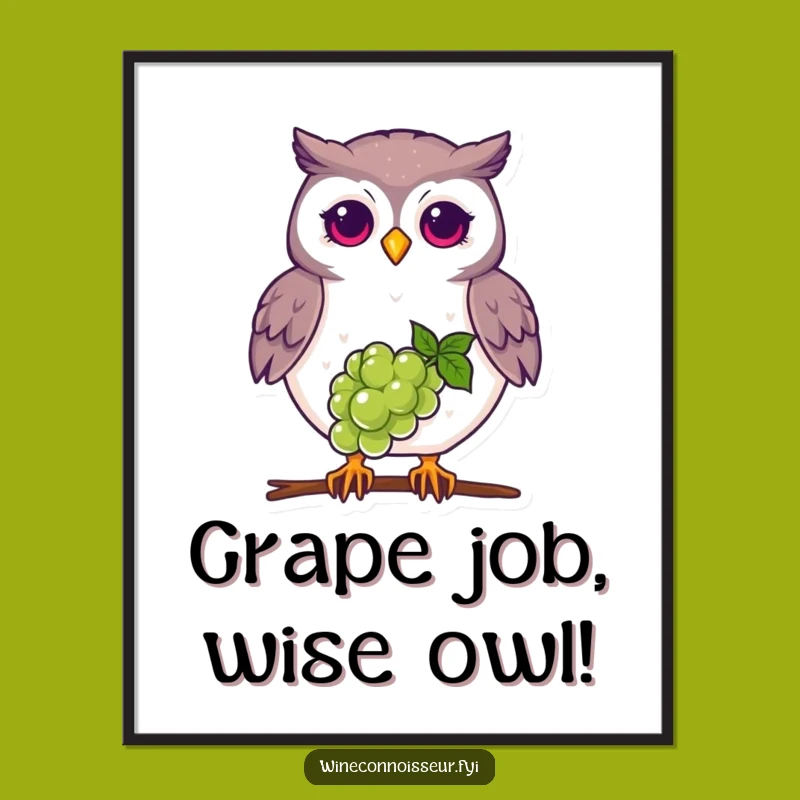 Free Printable Wall Art: Proud Owl Grape, Funny Balance Downloadable Decor
