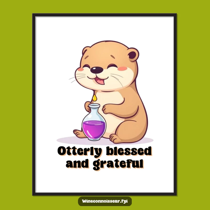 Funny Free Printable Otter Art: Contented Decanter Downloadable Wall Decor