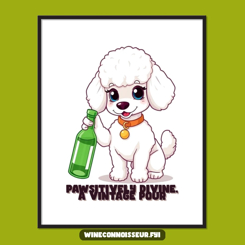 Free Printable Wall Art: Posh Poodle with Wine Bottle - Sophisticated Downloadable Decor