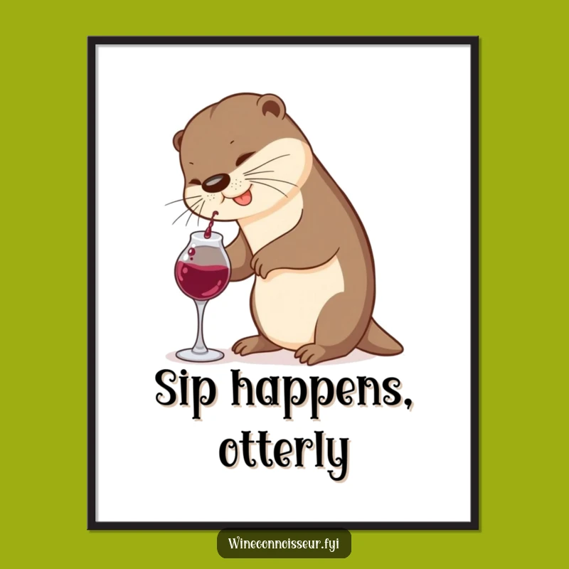 Free Printable Wall Art: Funny Otter Wine Pouring, Hilarious Downloadable Art