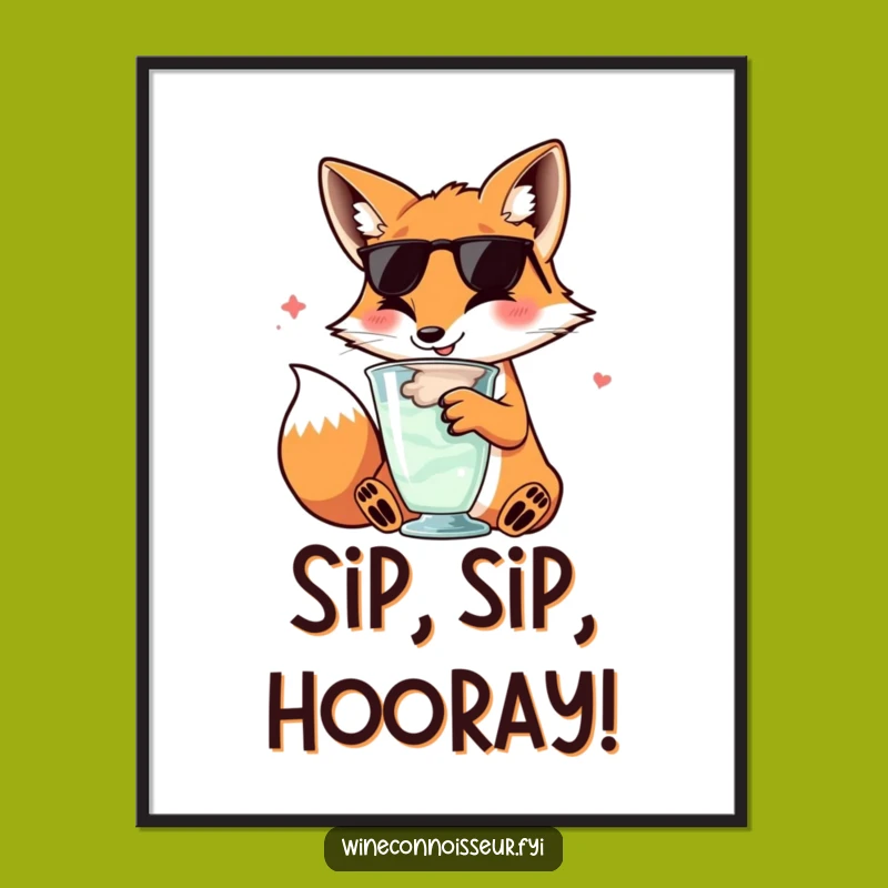 Free Printable Fox Wall Art: Elegant Drinker, Downloadable Decor