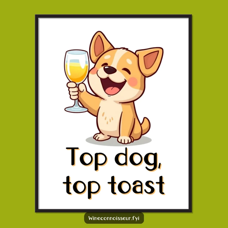 Free Printable Wall Art: Delighted Dog Toasting, Funny Downloadable Decor for Your Home