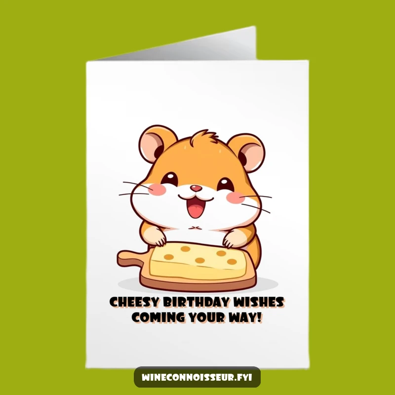 Free Printable Birthday Card: Kawaii Hamster Cheese Board Funny Downloadable Gift