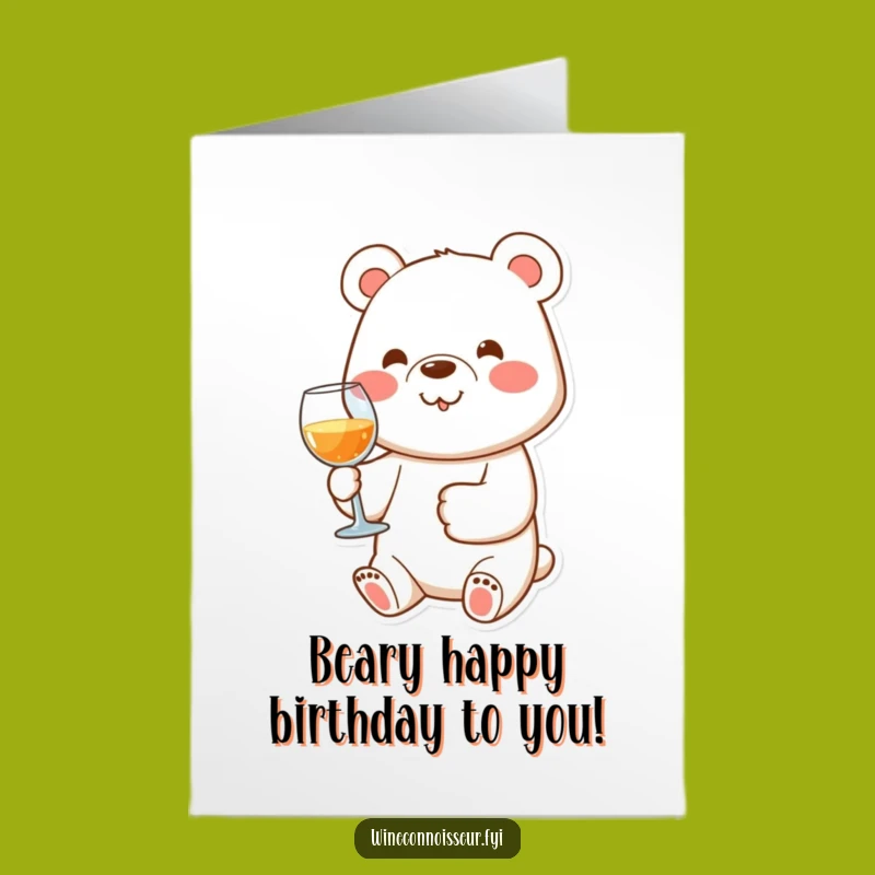 Free Printable Bear Birthday Card: Funny Wine Glass Paw - Downloadable Gift!