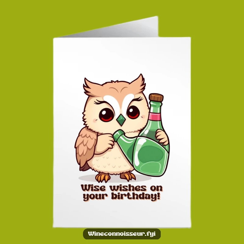 Free Printable Birthday Card: Owl Sniffing Bottle Funny Downloadable Gift
